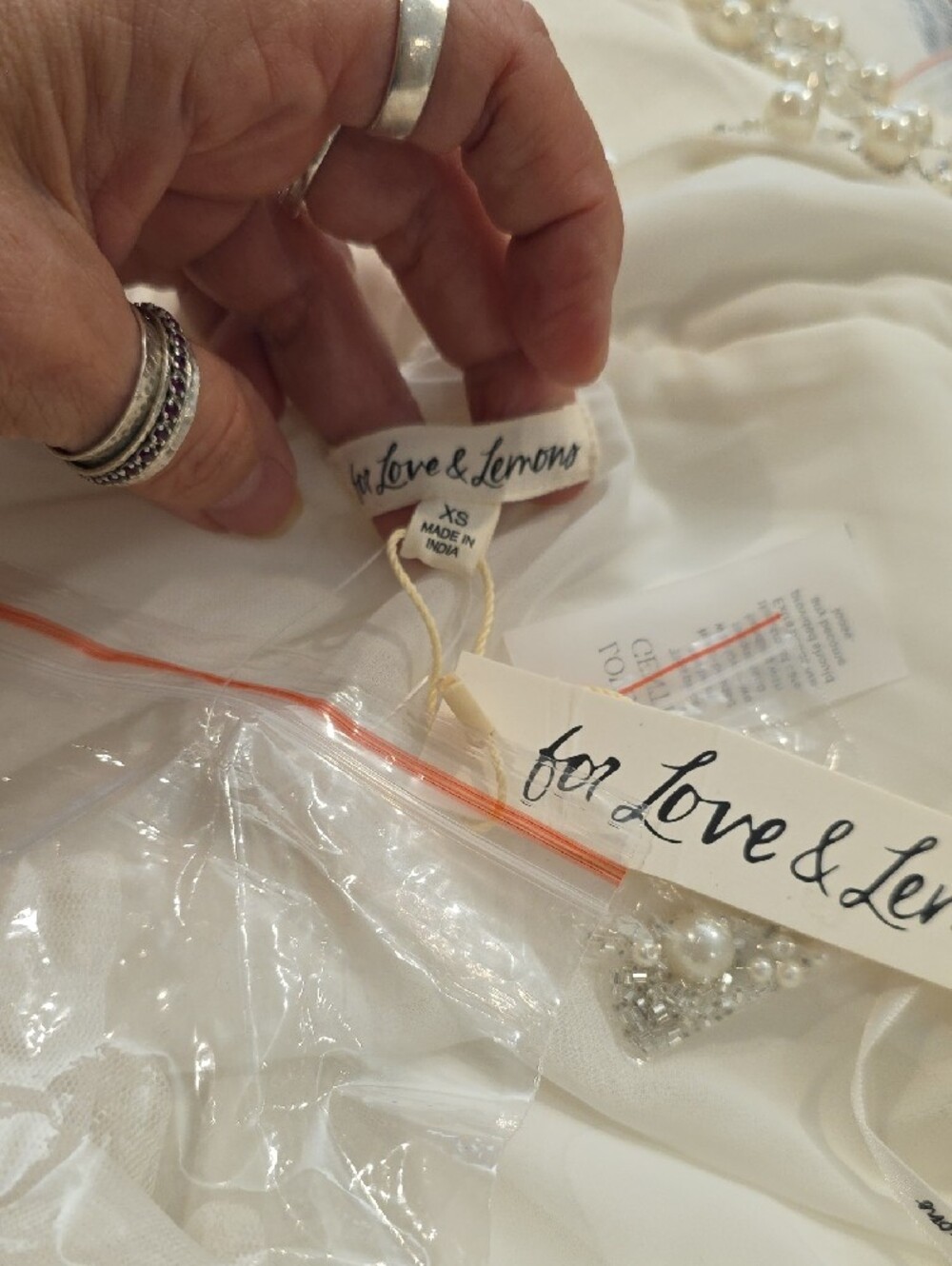 For Love & Lemons White Pearl-Embellished Mini Dress - Picture 14 of 15